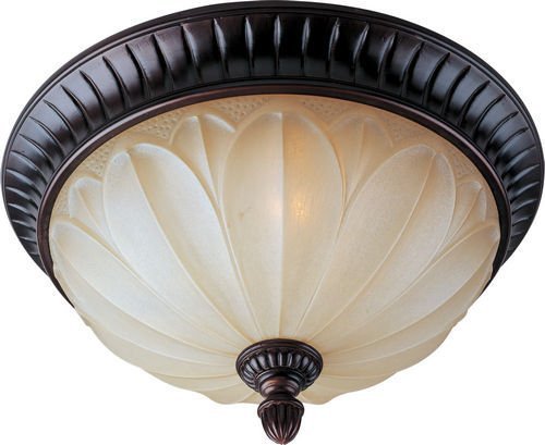 15" 2-Light Flush Mount in Oil Rubbed Bronze with Wilshire Glass