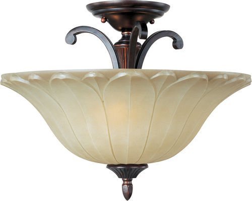 18" 3-Light Semi-Flush Mount in Oil Rubbed Bronze with Wilshire Glass