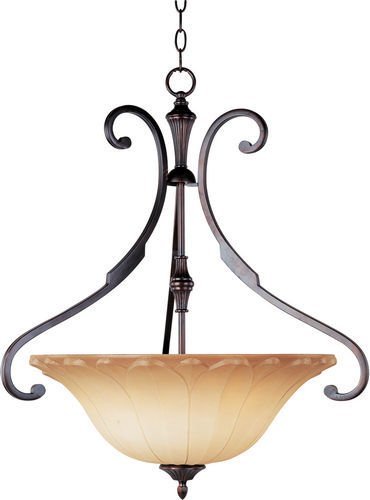 24 1/2" 3-Light Invert Bowl Pendant in Oil Rubbed Bronze with Wilshire Glass