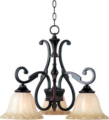 23" 3-Light Chandelier in Oil Rubbed Bronze with Wilshire Glass