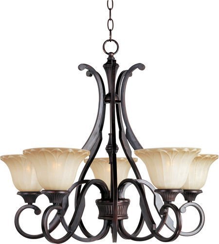 27" 5-Light Chandelier in Oil Rubbed Bronze with Wilshire Glass