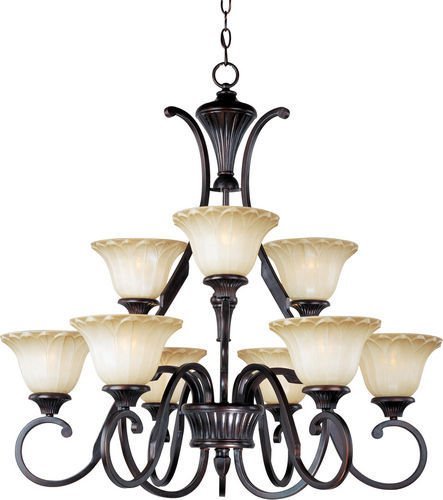 31 1/2" 9-Light Chandelier in Oil Rubbed Bronze with Wilshire Glass