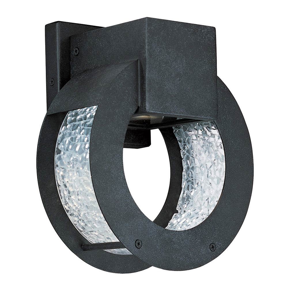 Opus LED Outdoor Small Wall Lantern in Black Oxide with Krackle Glass Glass