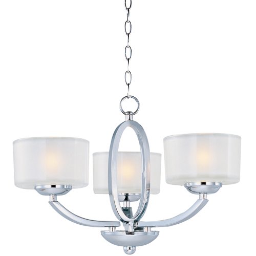 17" 3-Light Semi-Flush Mount Fixture in Polished Chrome with Frosted Glass
