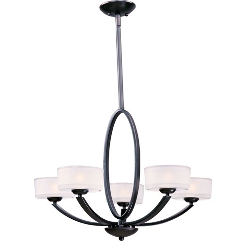 30" 5-Light Single-Tier Chandelier in Oil Rubbed Bronze with Frosted Glass