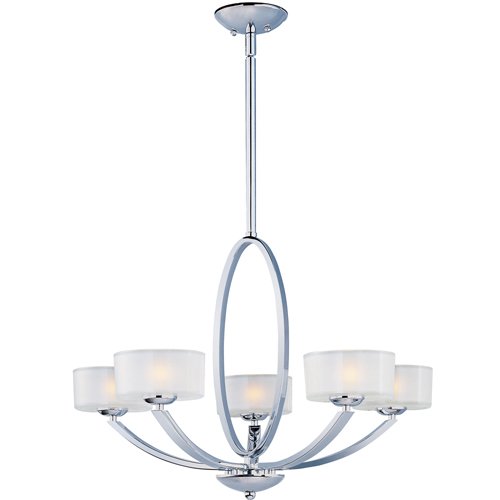 30" 5-Light Single-Tier Chandelier in Polished Chrome with Frosted Glass
