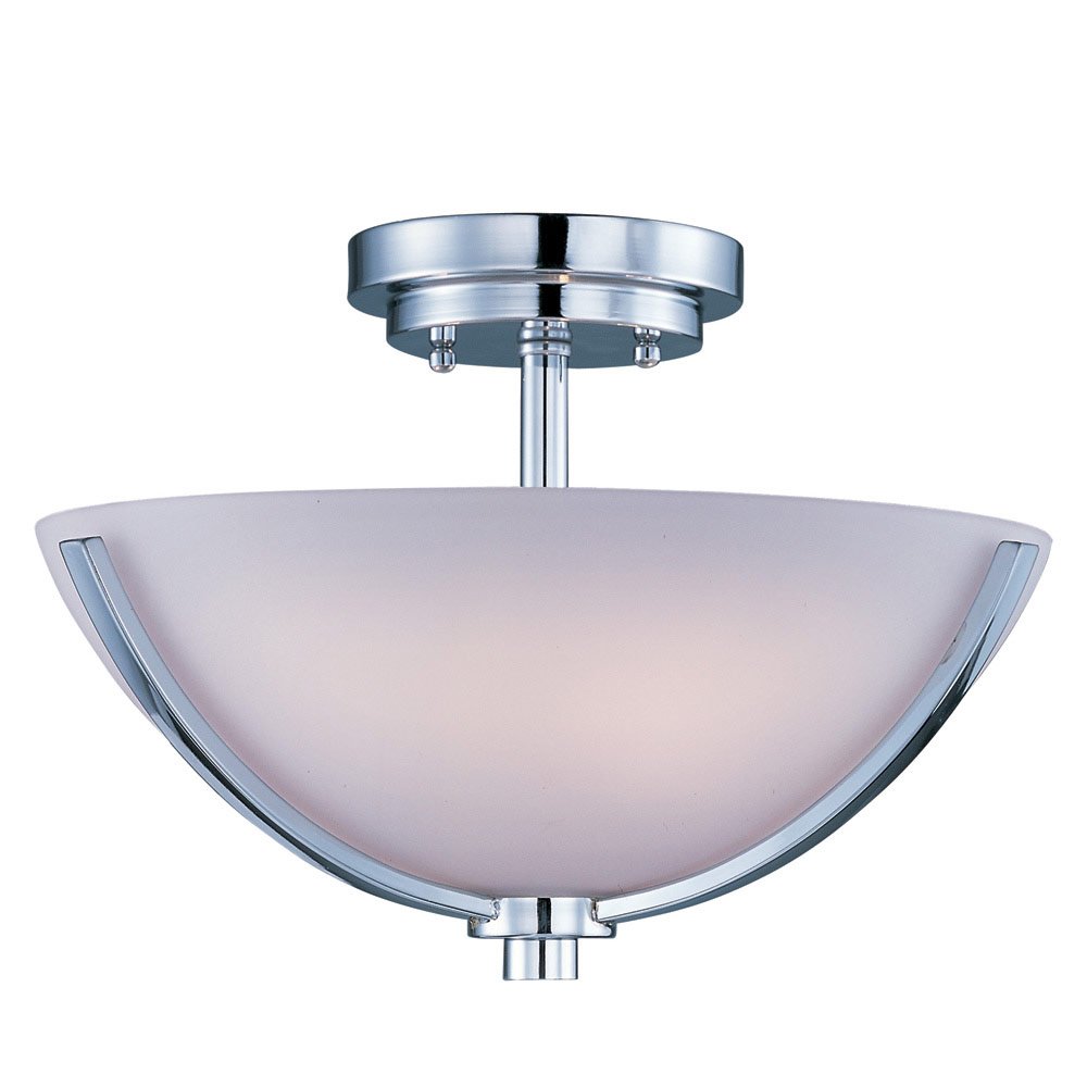 Semi Flush Mount in Polished Chrome with Satin White Glass