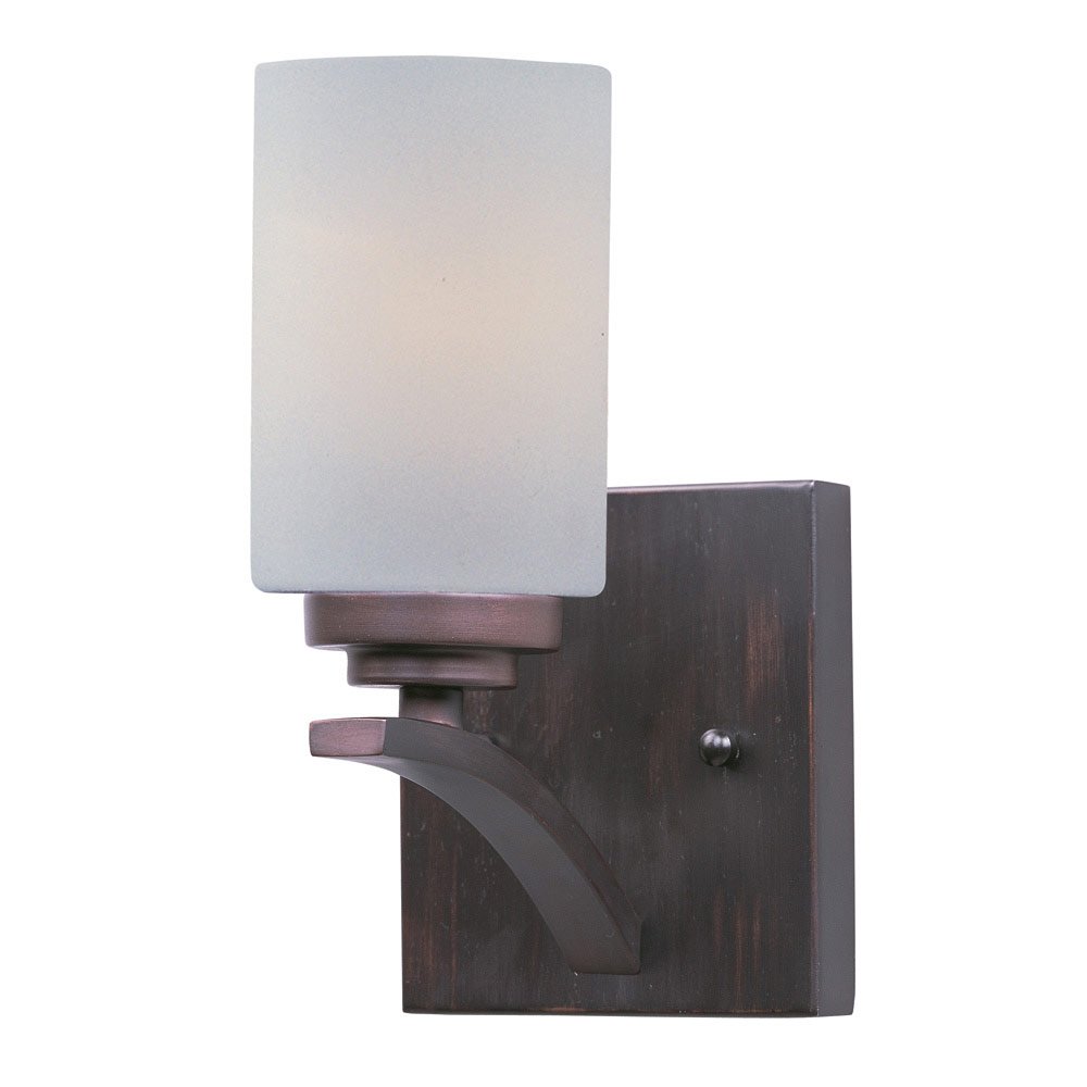Single Light Wall Sconce in Oil Rubbed Bronze with Satin White Glass