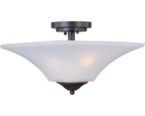 13" 2-Light Semi-Flush Mount in Oil Rubbed Bronze with Frosted Glass