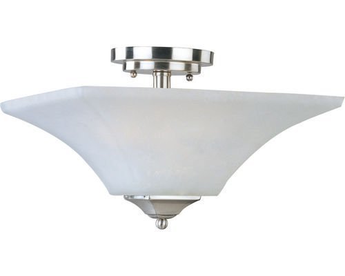 13" 2-Light Semi-Flush Mount in Satin Nickel with Frosted Glass