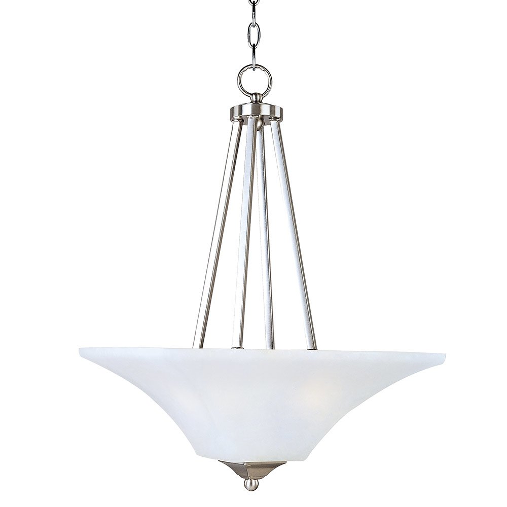 16" 2-Light Invert Bowl Pendant in Satin Nickel with Frosted Glass