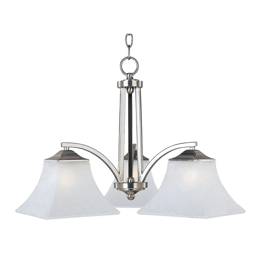 22 1/2" 3-Light Chandelier in Satin Nickel with Frosted Glass
