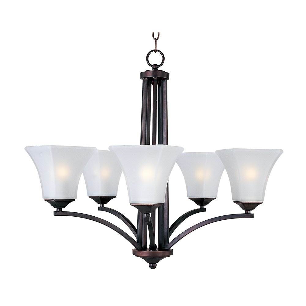 26" 5-Light Chandelier in Oil Rubbed Bronze with Frosted Glass