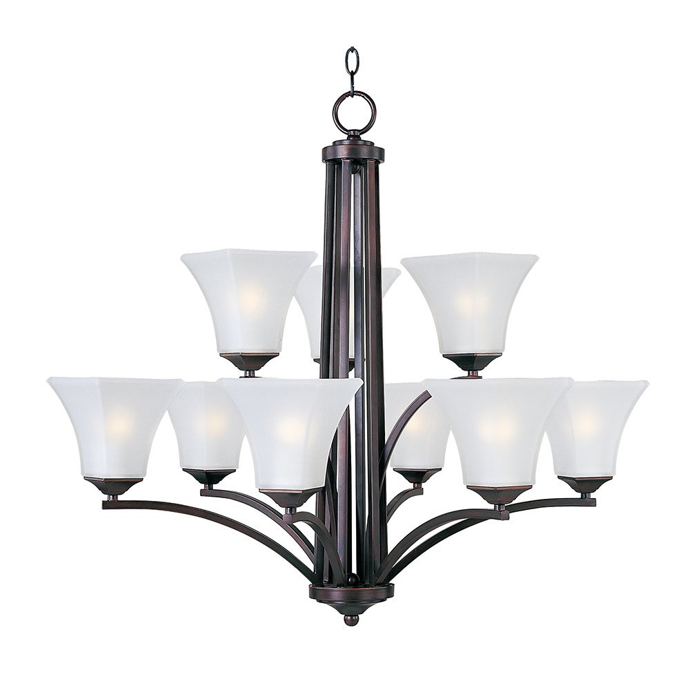 31 1/2" 9-Light Chandelier in Oil Rubbed Bronze with Frosted Glass