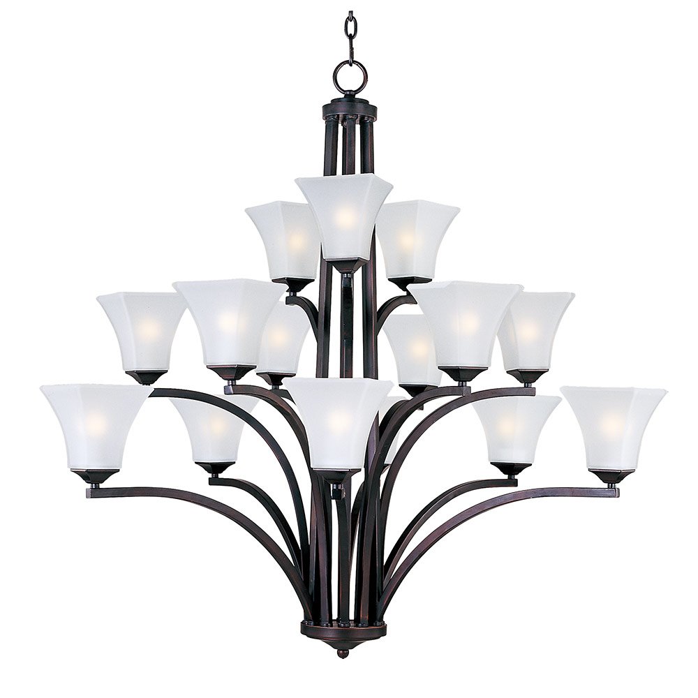 45" 15-Light Chandelier in Oil Rubbed Bronze with Frosted Glass
