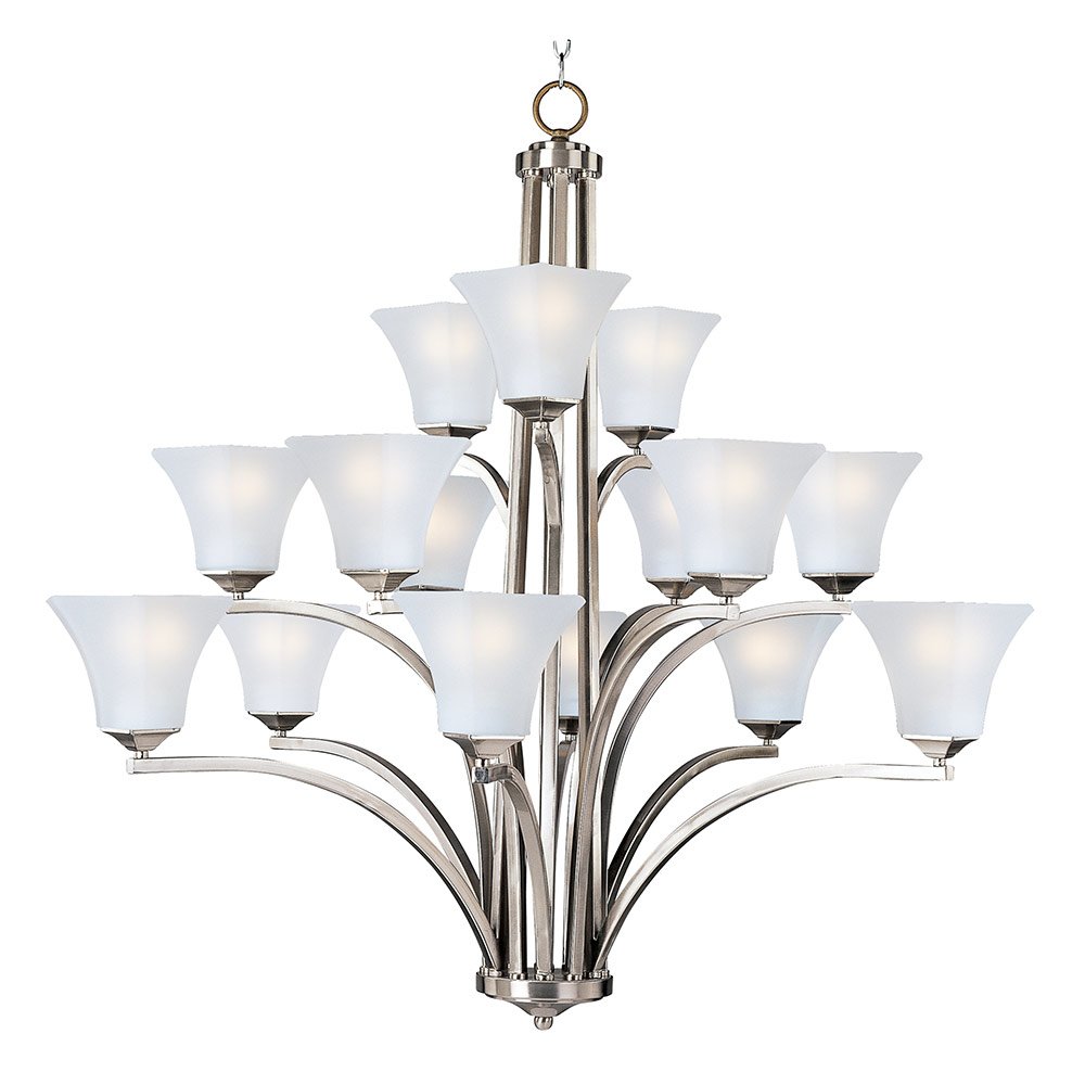 45" 15-Light Chandelier in Satin Nickel with Frosted Glass