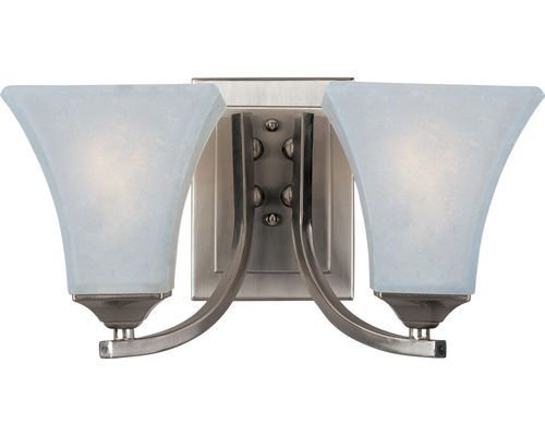 13 1/2" 2-Light Bath Vanity in Satin Nickel with Frosted Glass