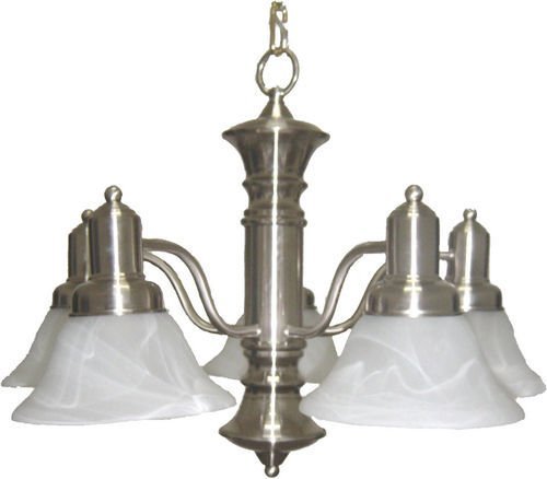 24 3/4" 5-Light Chandelier in Satin Nickel with Marble Glass