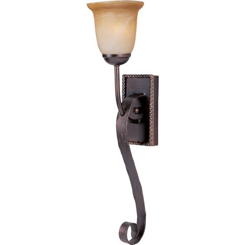 6" 1-Light Wall Sconce in Oil Rubbed Bronze with Vintage Amber Glass