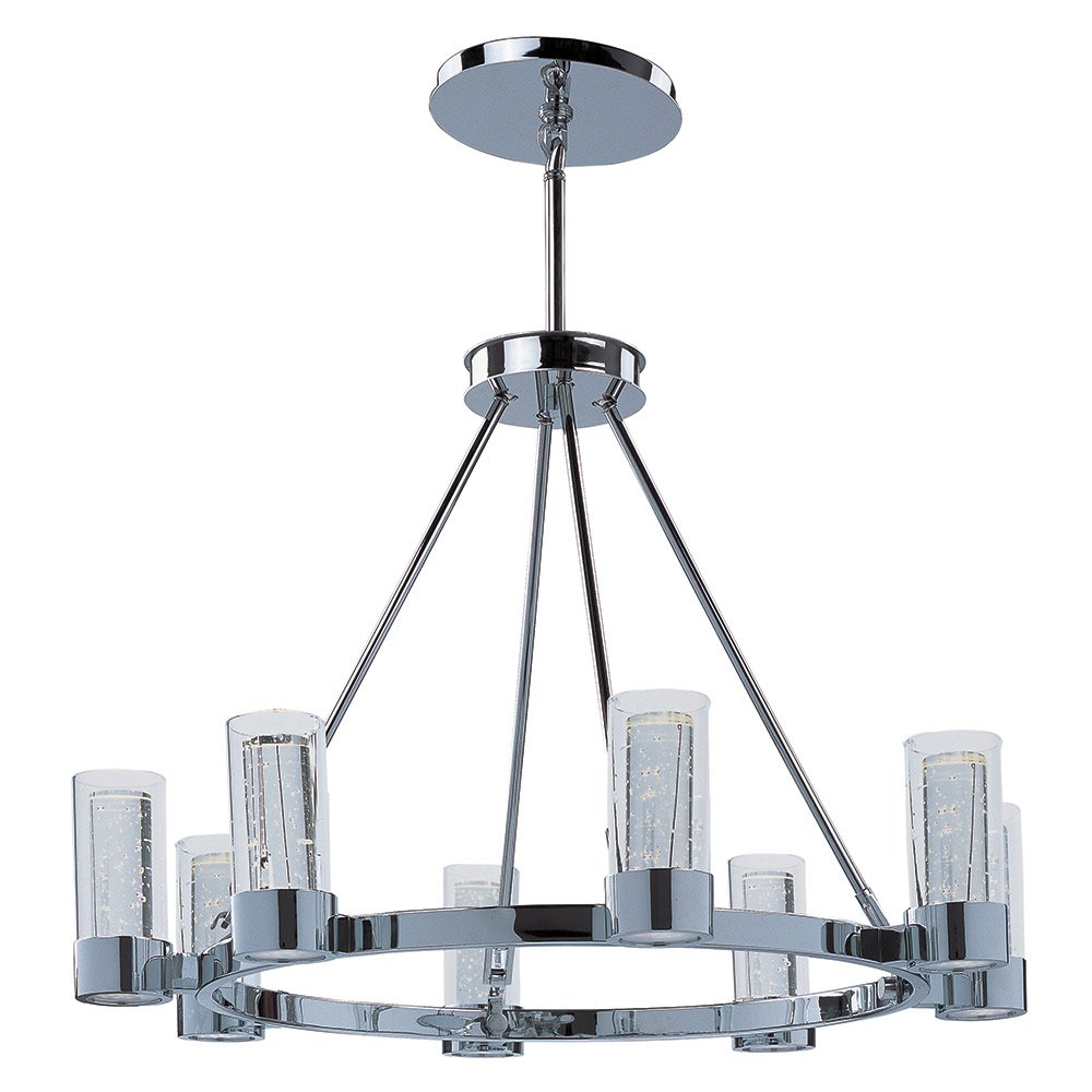 8 Light LED Ring Chandelier in Polished Chrome with Clear Glass