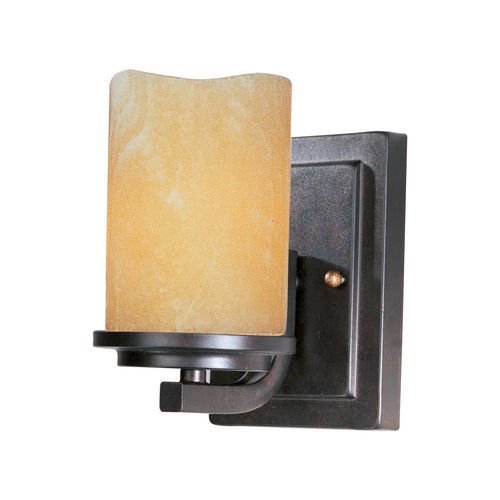 5" 1-Light Wall Sconce in Rustic Ebony with Stone Candle Glass