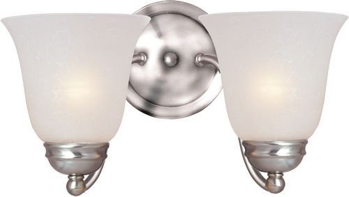 13 1/2" 2-Light Wall Sconce in Satin Nickel with Ice Glass