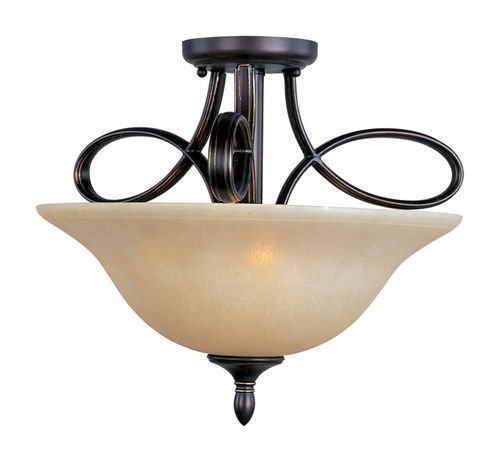 18" 3-Light Semi-Flush Mount in Oil Rubbed Bronze with Wilshire Glass