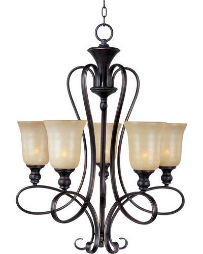 25" 5-Light Chandelier in Oil Rubbed Bronze with Wilshire Glass