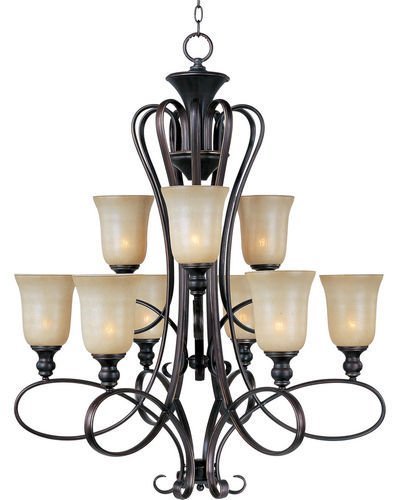 32 1/2" 9-Light Chandelier in Oil Rubbed Bronze with Wilshire Glass