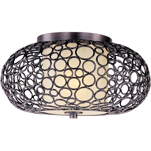 16 1/2" 1-Light Flush Mount Fixture in Umber Bronze with Dusty White Glass