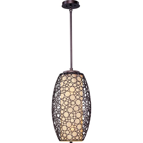 14" 2-Light Single Pendant in Umber Bronze with Dusty White Glass