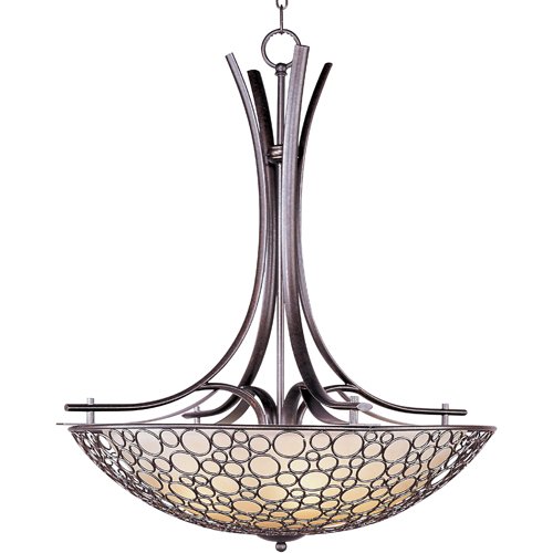 30" 4-Light Invert Bowl Pendant in Umber Bronze with Dusty White Glass