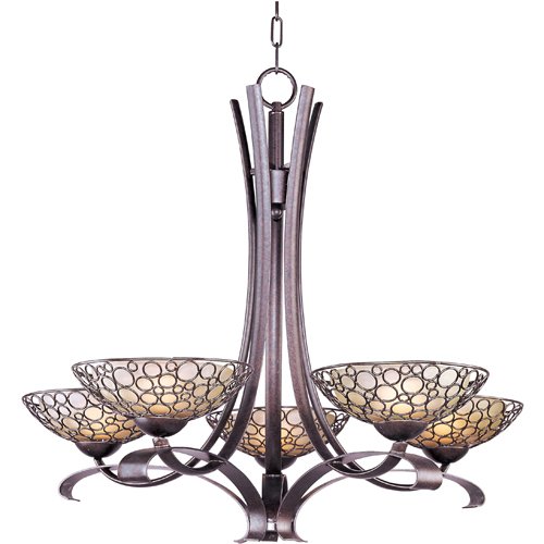 33 1/2" 5-Light Single-Tier Chandelier in Umber Bronze with Dusty White Glass