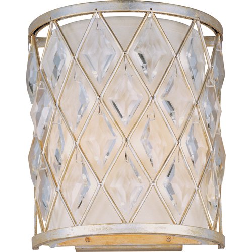 9 1/4 1-Light Wall Sconce in Golden Silver with Diamond Shaped Crystals