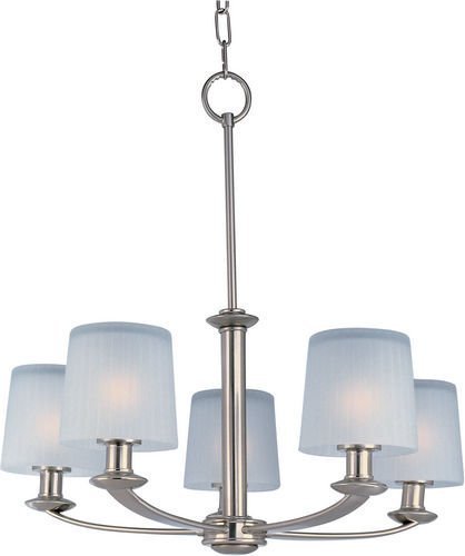 25 1/2" 5-Light Chandelier in Satin Nickel with Frosted Glass