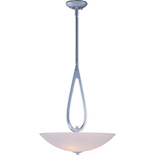 20" 3-Light Invert Bowl Pendant in Polished Chrome with Satin White Glass