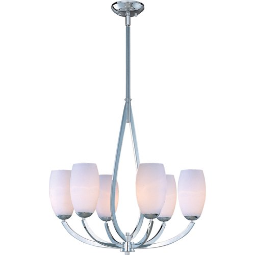 26 1/4" 6-Light Single-Tier Chandelier in Polished Chrome with Satin White Glass