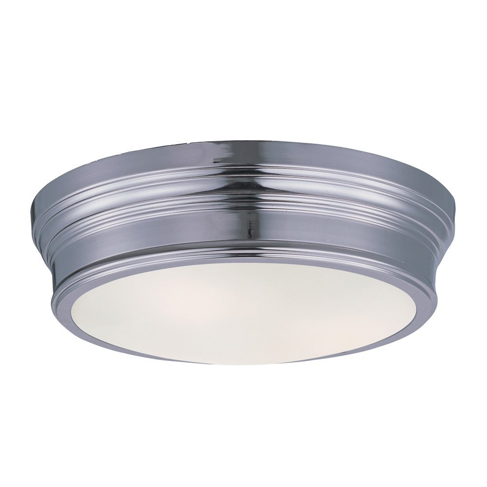 Flush Mount in Polished Nickel with Satin White Glass