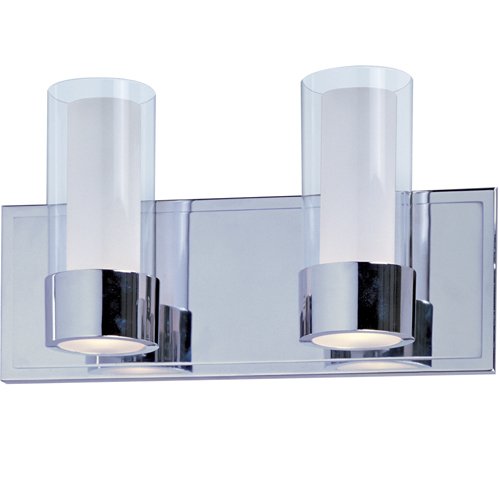 14" 2-Light Bath Vanity in Polished Chrome with Clear/Frosted Glass