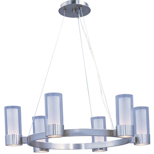 27" 6-Light Single-Tier Chandelier in Polished Chrome with Clear/Frosted Glass