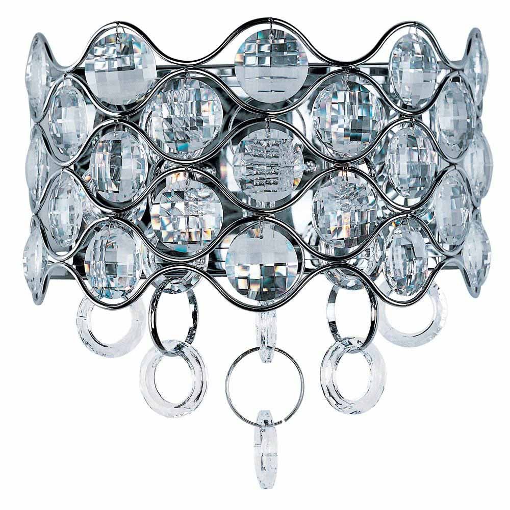 Double Wall Sconce in Polished Chrome with Beveled Crystal Glass