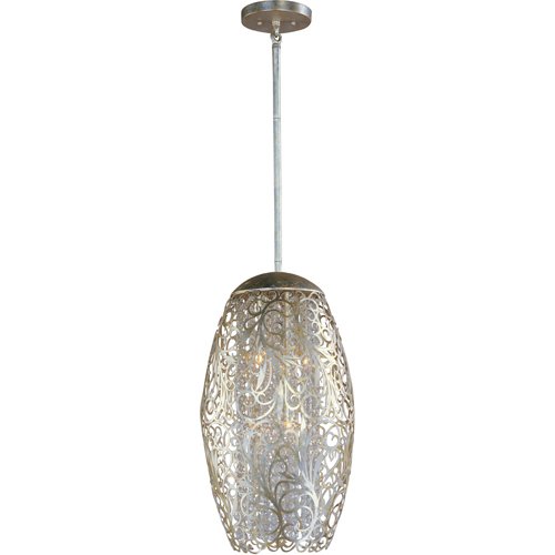 13" 6-Light Single Pendant in Golden Silver with Beveled Crystal