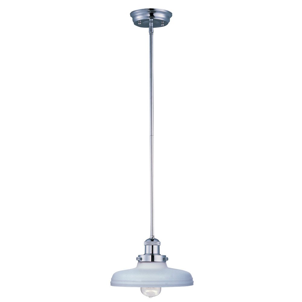 Single Pendant in Polished Nickel with Satin White Glass