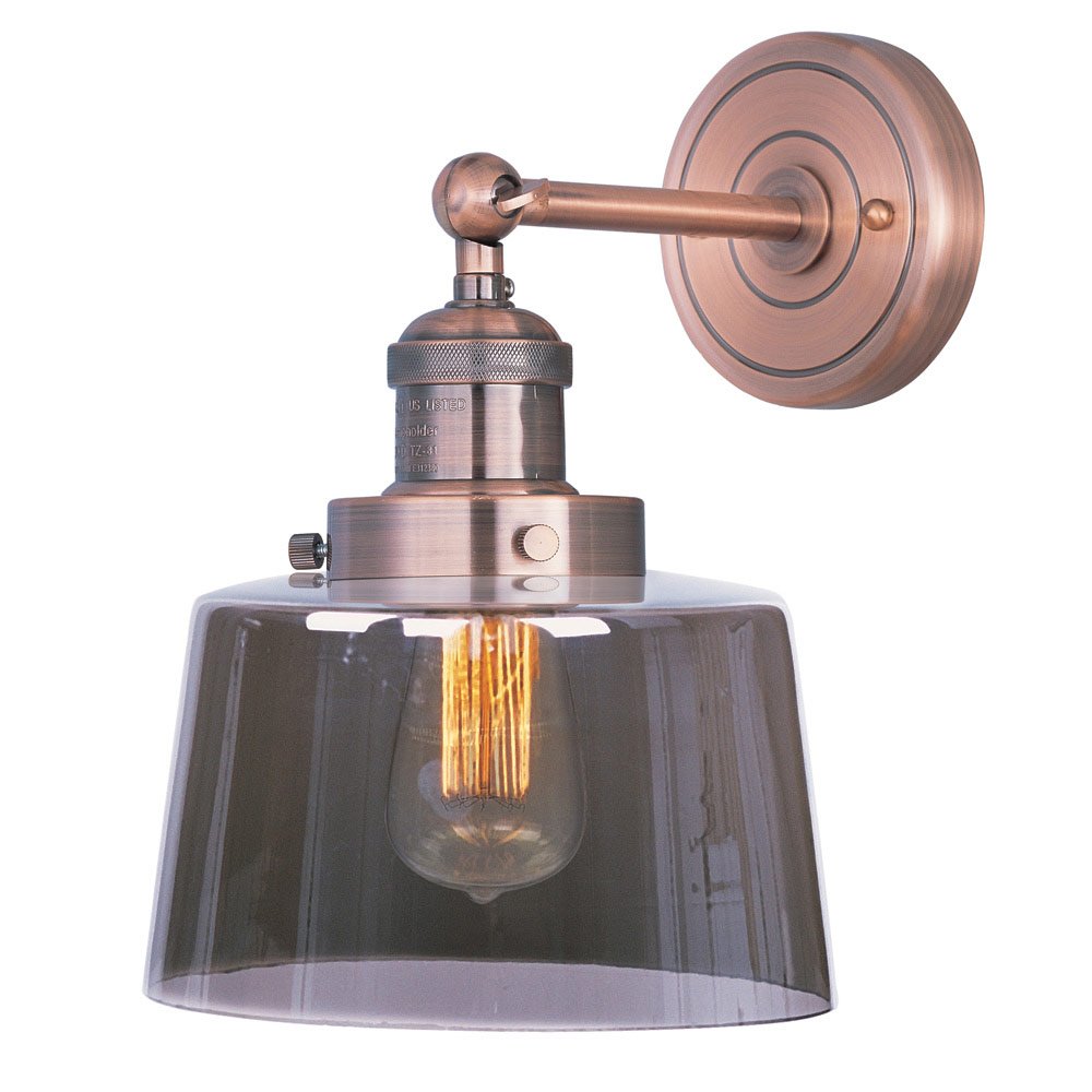 Single Wall Sconce in Antique Copper with Mirror Smoke Glass