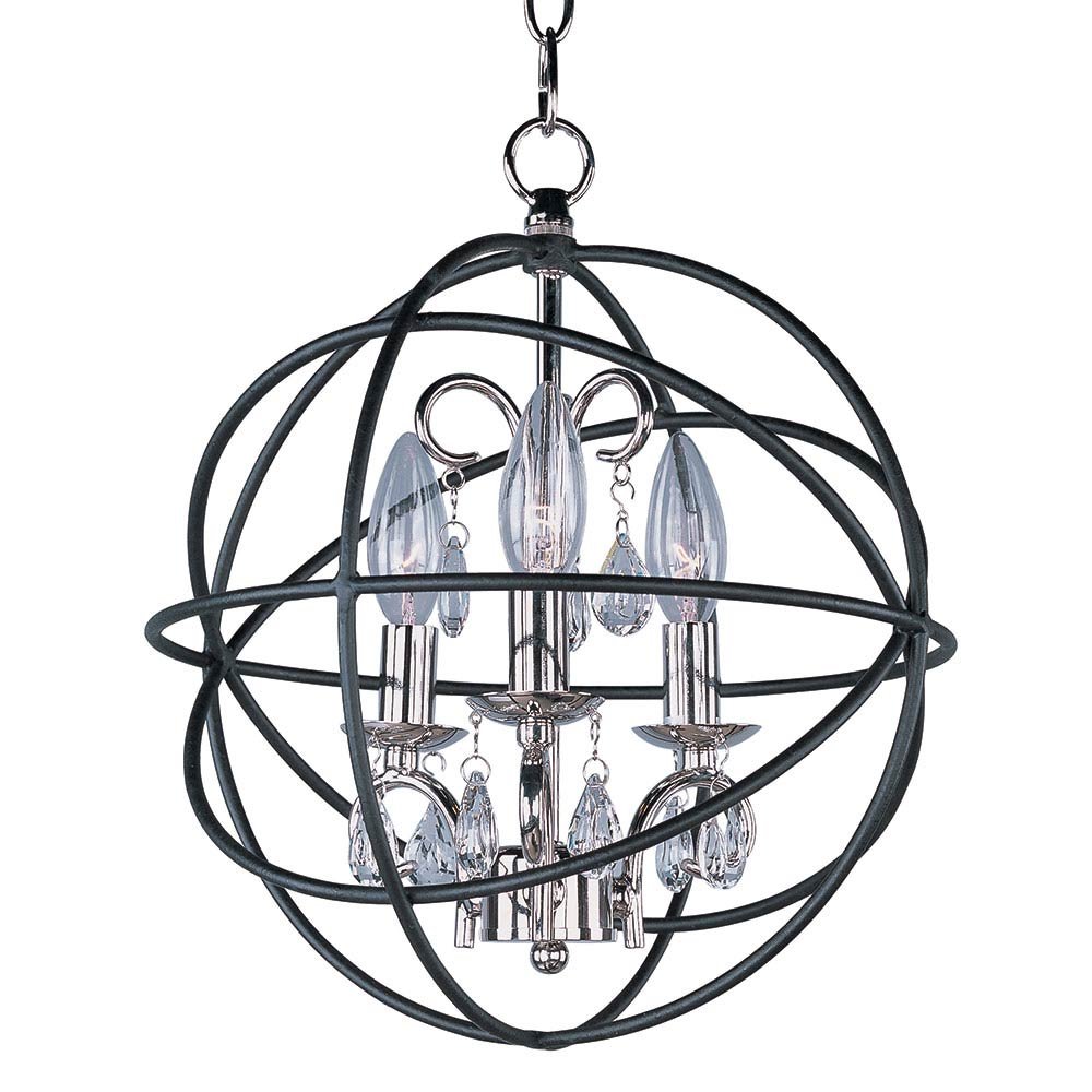 Single Tier Chandelier in Anthracite and Polished Nickel