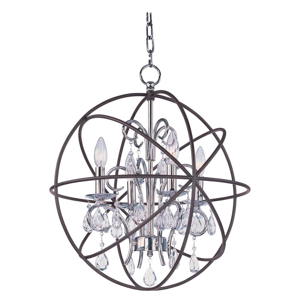 Single Tier Chandelier in Anthracite and Polished Nickel