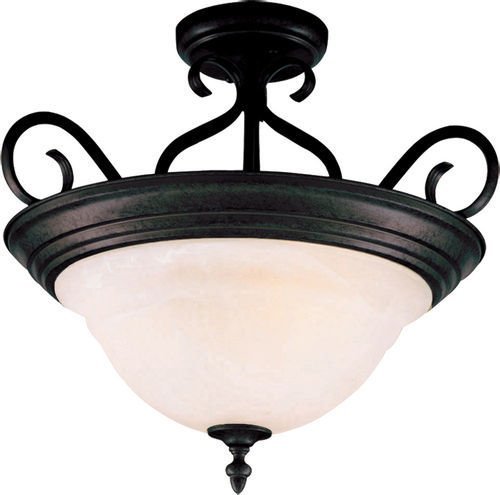 18 1/2" 3-Light Semi-Flush Mount in Kentucky Bronze with Marble Glass