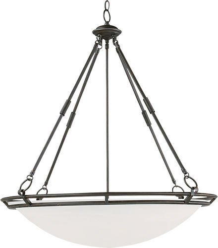 32" 6-Light Invert Bowl Pendant in Bronze with Marble Glass