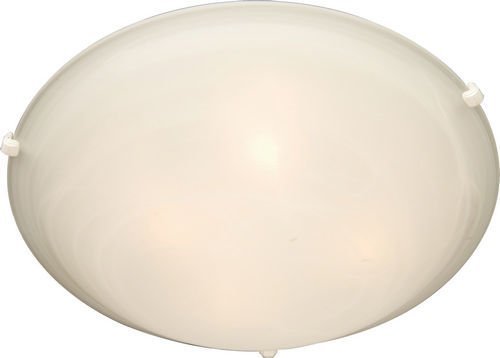 12 1/2" 2-Light Flush Mount in White with Marble Glass