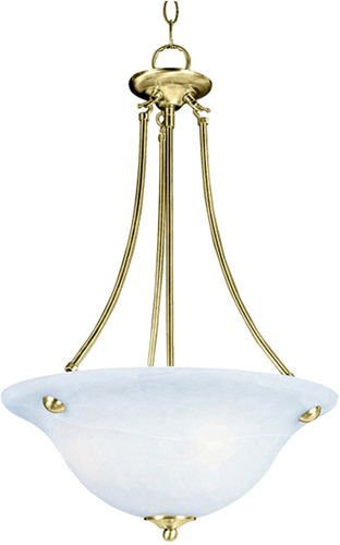 16" 3-Light Invert Bowl Pendant in Polished Brass with Marble Glass